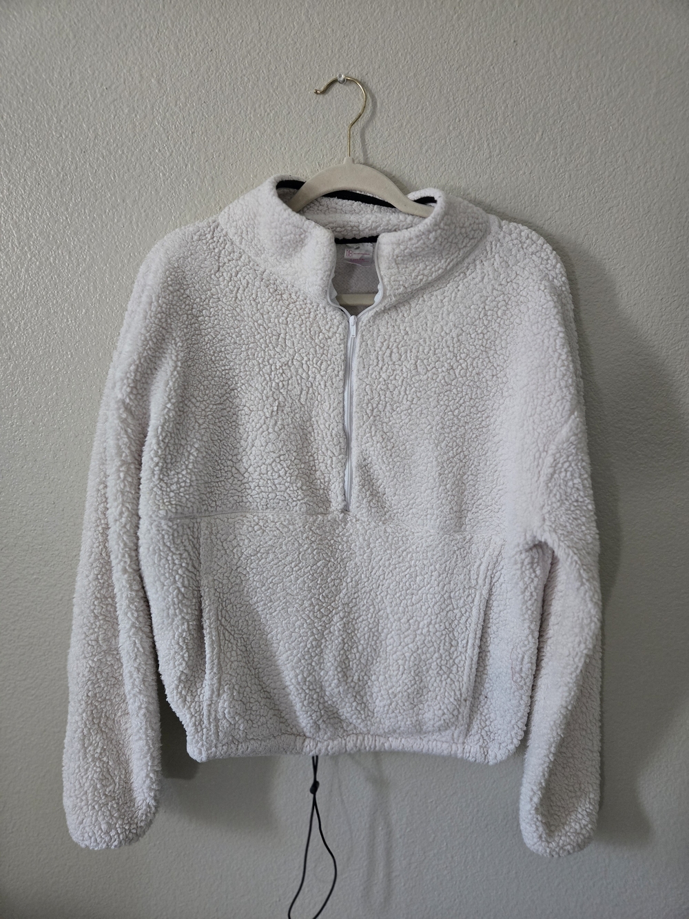 No Boundaries Cream Sherpa Half-Zip Turtleneck Pullover
